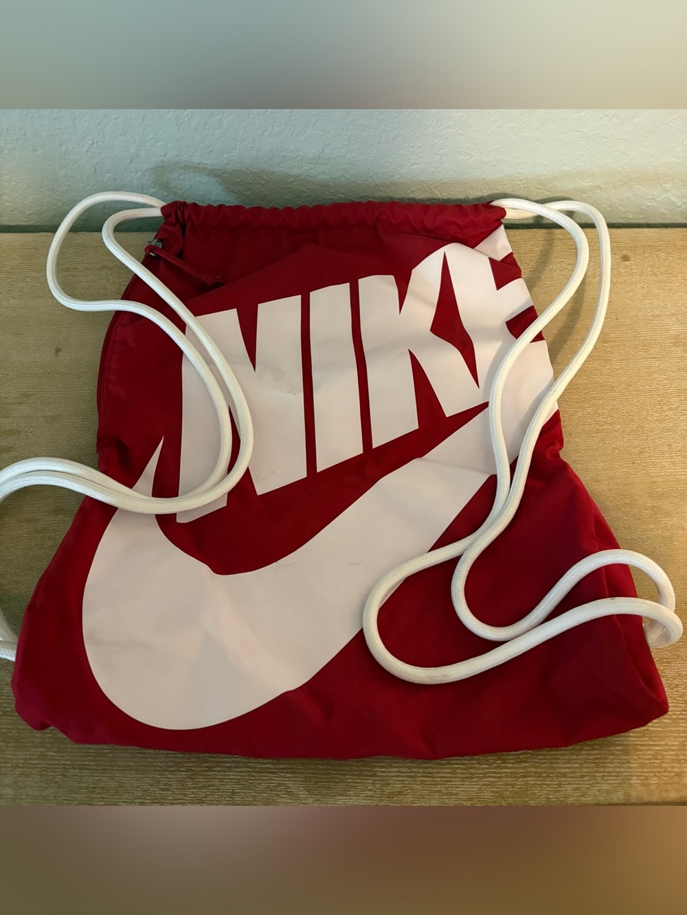 Nike Red Drawstring Backpack with White Swoosh NWOT